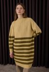 Fine Striped Long Sweater Butter-Seaweed