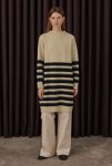 Thin Striped Long Sweater Bone-Black