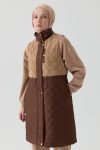 Plush-Trimmed Quilted Vest - Coffee