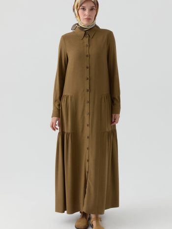 Gathered Detail Dress - Olive