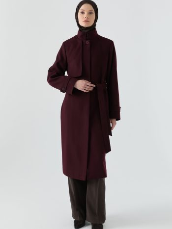 Stand Collar Coat - Mulberry