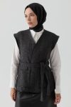 Leather Piping Detailed Pocket Vest - Anthracite