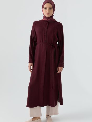 Hidden Slit Tunic - Burgundy