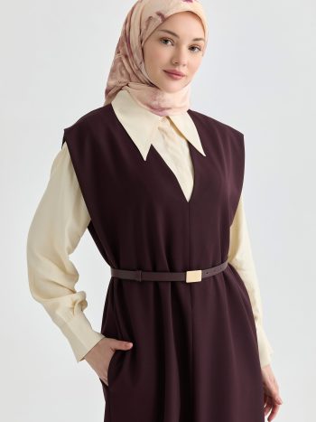 V yakalı Jile - Bordo