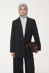 Pocket Detail Jacket and Trousers Set - Black