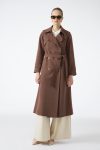 Brown Trench Coat with Epaulet Detail and Belt 13820