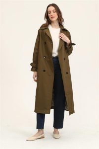 Astarlı Trençkot Zeytin Yeşili - Görsel 12