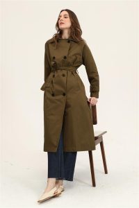 Astarlı Trençkot Zeytin Yeşili - Görsel 9