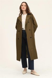 Astarlı Trençkot Zeytin Yeşili - Görsel 13