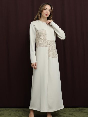 Women's Lace Detail Dress - 12653ELB - STONE