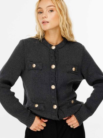 Bouclé Textured Smokey Cardigan