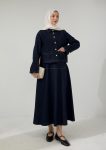 Dark Navy Denim Jacket and Skirt Set