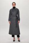 Double-Pocket Belted Smoke Cashmere Coat 13659