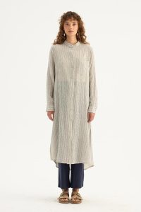 Striped Muslin Tunic in Ecru