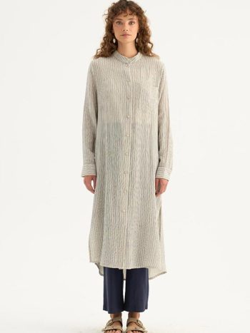 Striped Muslin Tunic in Ecru