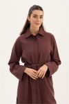 Striped Tencel Long Tunic in Bitter Chocolate