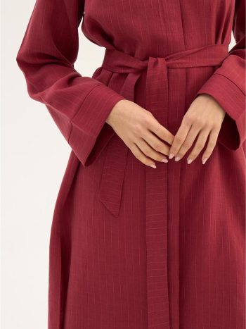 Burgundy Striped Tencel Long Tunic