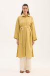 Striped Tencel Long Tunic in Lemon Green