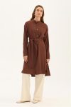 Brown Modal Tunic with Droplet Buttons