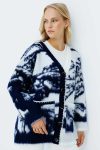Patterned Navy Blue Cardigan