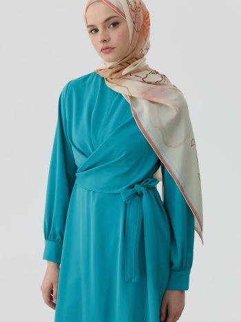 Kuşaklı Dökümlü Tunik - Aqua