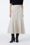 Button-Effect Stone Leather-Look Skirt ETK-0194