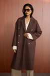 Buttoned Crossed Overcoat - Bitter Brown