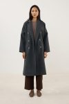 Buttoned Crossover Coat in Anthracite