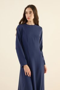 Navy Blue Scoop Neck Evening Dress