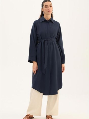 Navy Blue Curved Hem Tunic