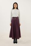 Plum Split Hem Belted Skirt