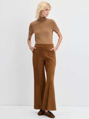 Taupe Renkli Slim Fit Süet Pantolon