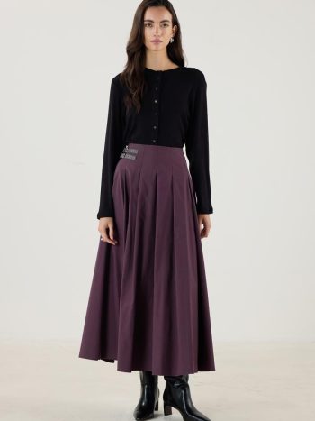 Mauve Pleated Skirt with Belt Accessory