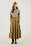 Olive Green Pleated Skirt with Belt Accessory