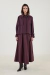 Short Trench Coat with Belt and Pockets in Mulberry