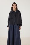 Black Short Trench Coat with Belt and Pockets
