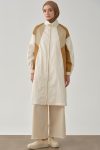 Notched Detail Raincoat - Ecru-Camel