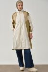 Notched Detail Raincoat - Ecru - Olive