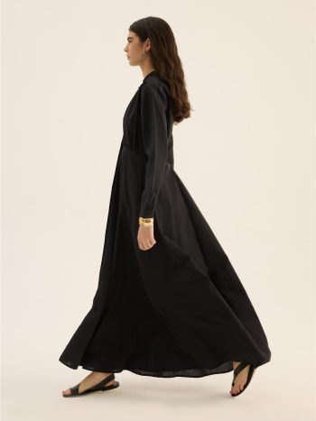 Black Textured Crinkle Dress