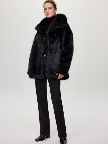 Short Fur Black Coat 13828