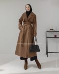 Beige Cashmere Coat with Shoulder Straps