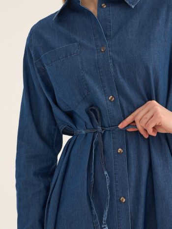 Kot Gömlek Elbise Lacivert