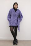 Kruvaze Curly Kaşe Ceket - Mor