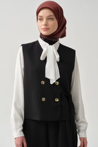 سترة ميني بقصة متقاطعة - أسود