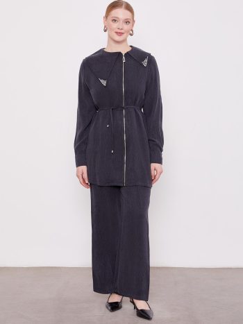 Black Stone-Collar Cupra Two-Piece Set