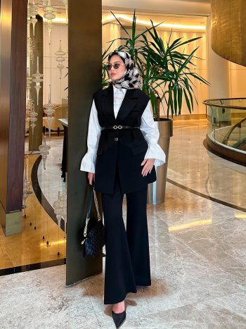 Two-Piece Set with Black Vest