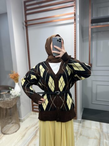 MIXRAY BAKLAVA PATTERN CARDIGAN Yellow