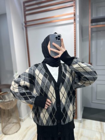 MİXRAY BAKLAVA DESEN HIRKA Siyah