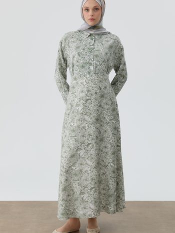 تنورة بنقشة الأزهار المتعددة - نعناعي