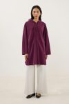 Front-Zip Modal Sweatshirt in Burgundy
